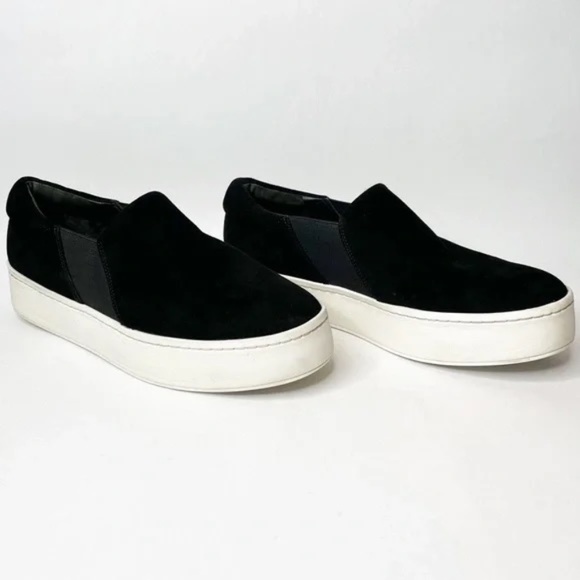 VINCE 'Warren' Black Platform Suede Slip-On Sneakers SIZE 7 - Picture 1 of 7